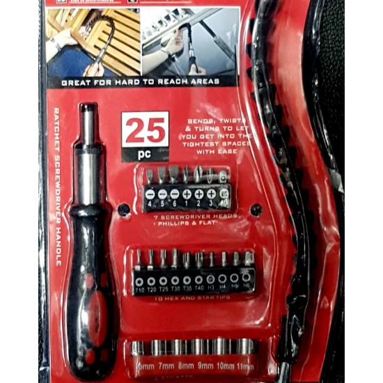 System screwdriver set with bits and screws 25 pieces