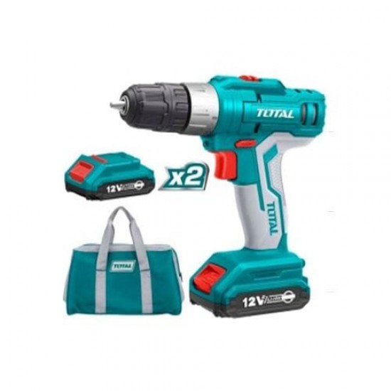 TOTAL Lithium Ion Cordless Drill 12V 2 Battery